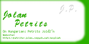 jolan petrits business card